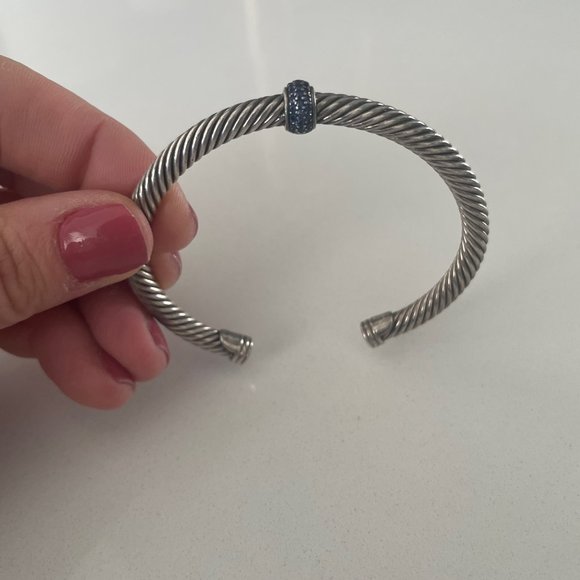 RARE - David Yurman Cable Bracelet in Sterling Silver w Blue Gemstones, 7mm - Picture 2 of 5